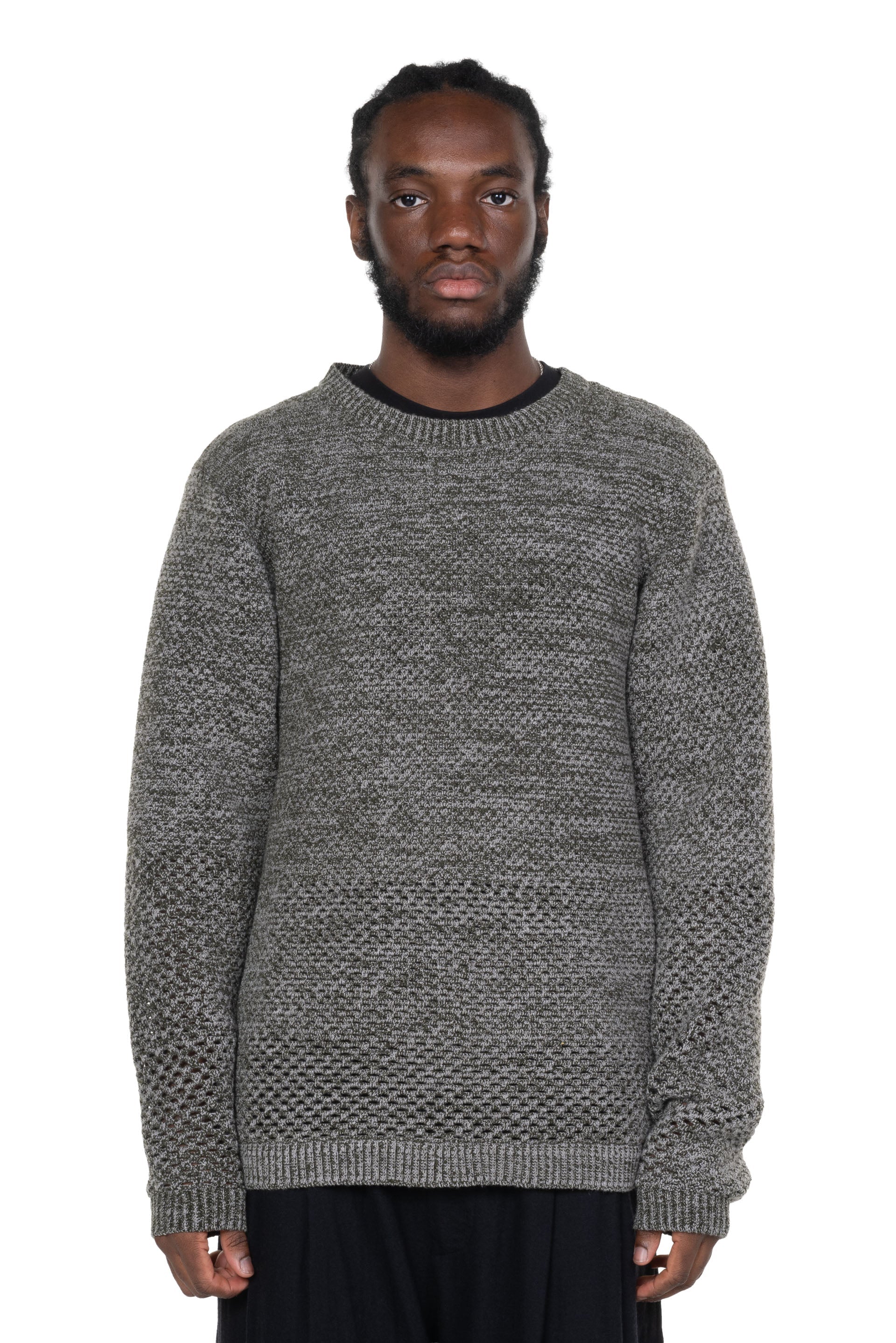 Isa Boulder Solid Crochet Crewneck Sweater | Garmentory