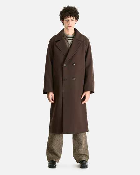 Auralee Double Cloth Melton Soutien Collar Coat - Dark Brown