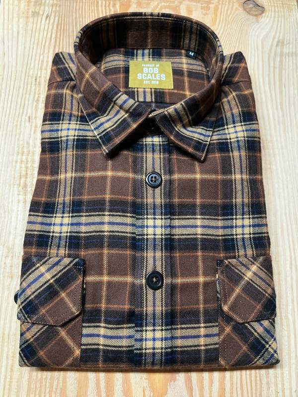 Product of Bob Scales Brown Flannel Plaid Work Shirt