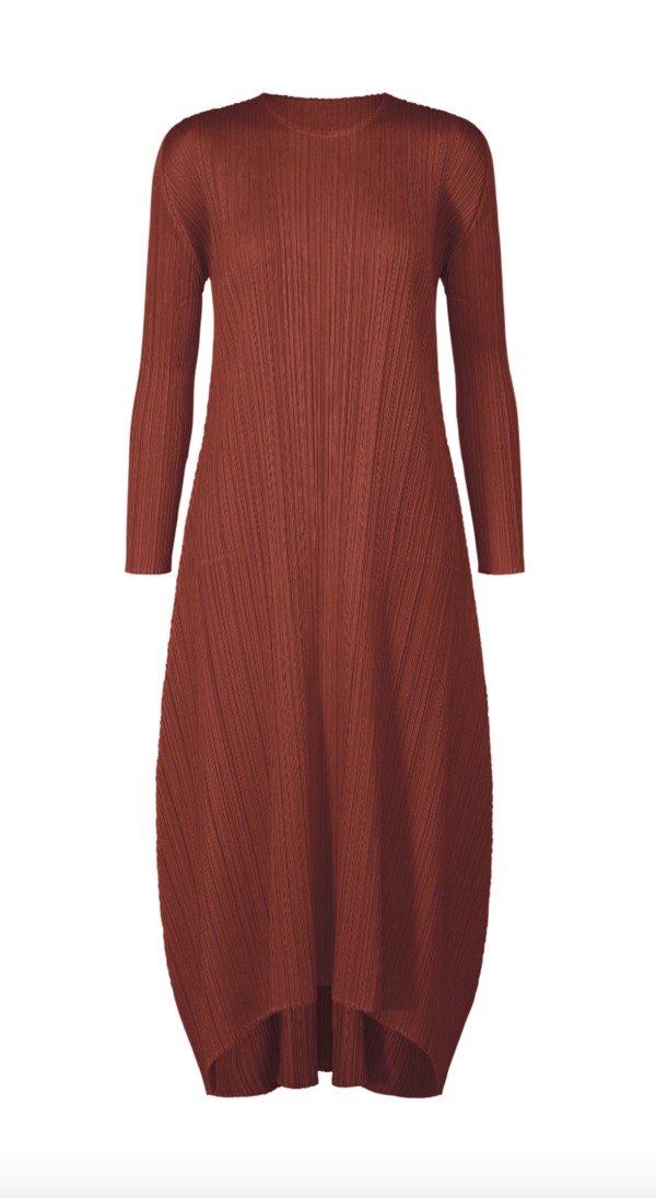 Pleats Please by Issey Miyake October Monthly Colors Dress - Brown Red