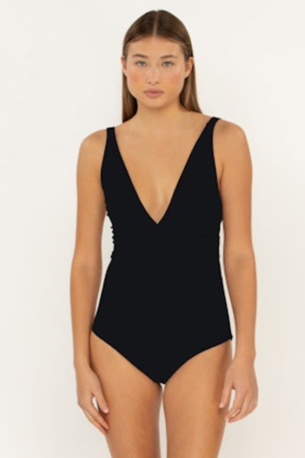 Mikoh Selena V Neck Full Coverage One Piece - Noir