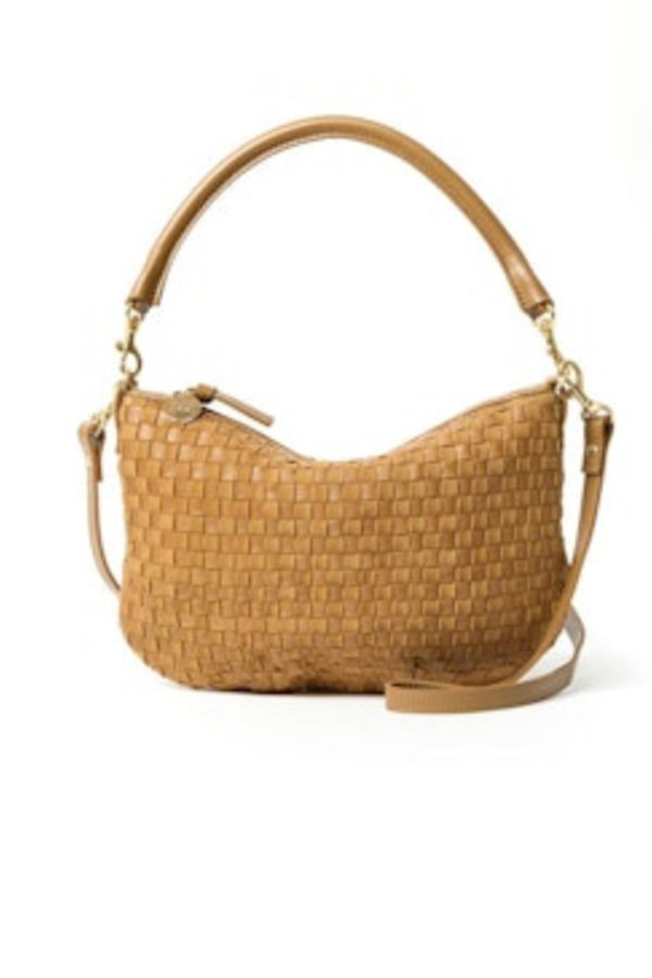 Clare V. Petit Moyen Messenger Leather & Suede Woven Checker Handbag - Sequoia