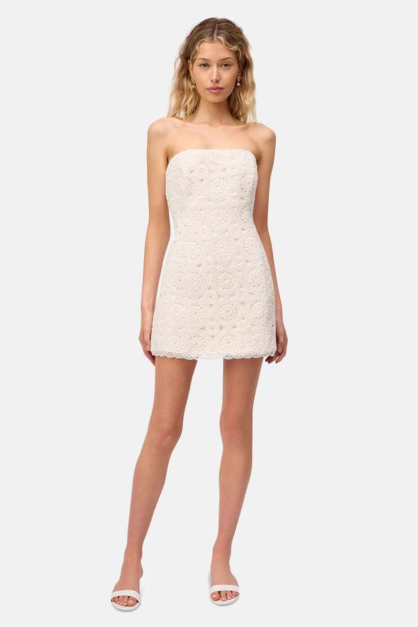 gown for dress Chanall White Crochet Mini Dress
