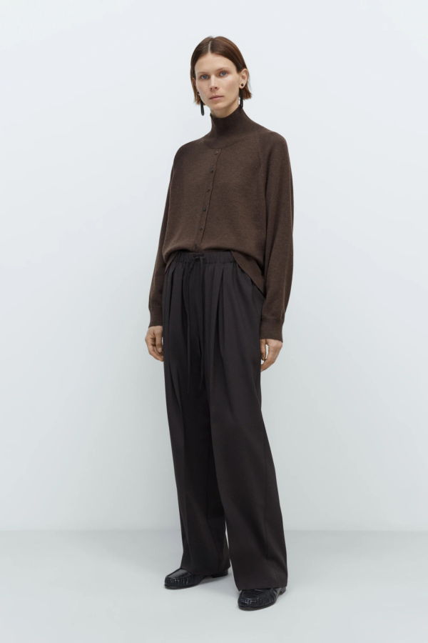 Cordera Pleated Relaxed Pants - Dark Brown