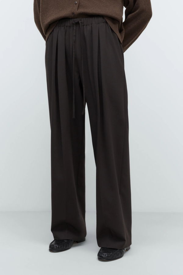 Cordera Pleated Relaxed Pants - Dark Brown