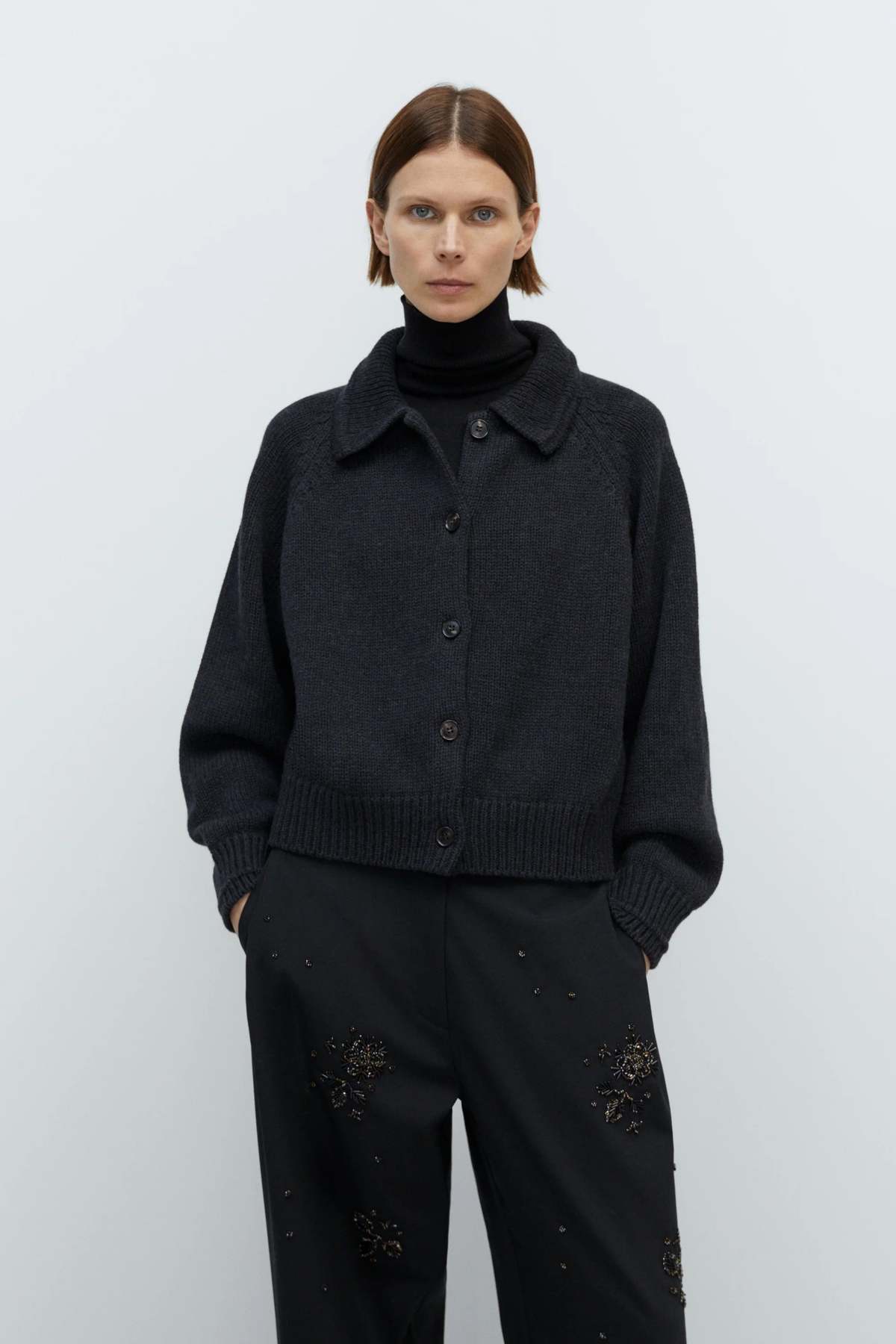 Cordera Merino Wool Collar Cardigan - Image 1 of 4