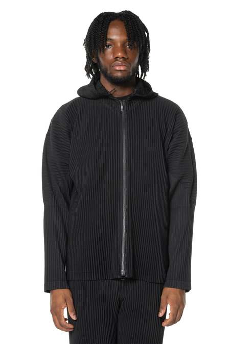 Issey Miyake Zip-Up Plissé Hoodie Homme Plissé Issey Miyake fully-pleated zip-up Hoodie