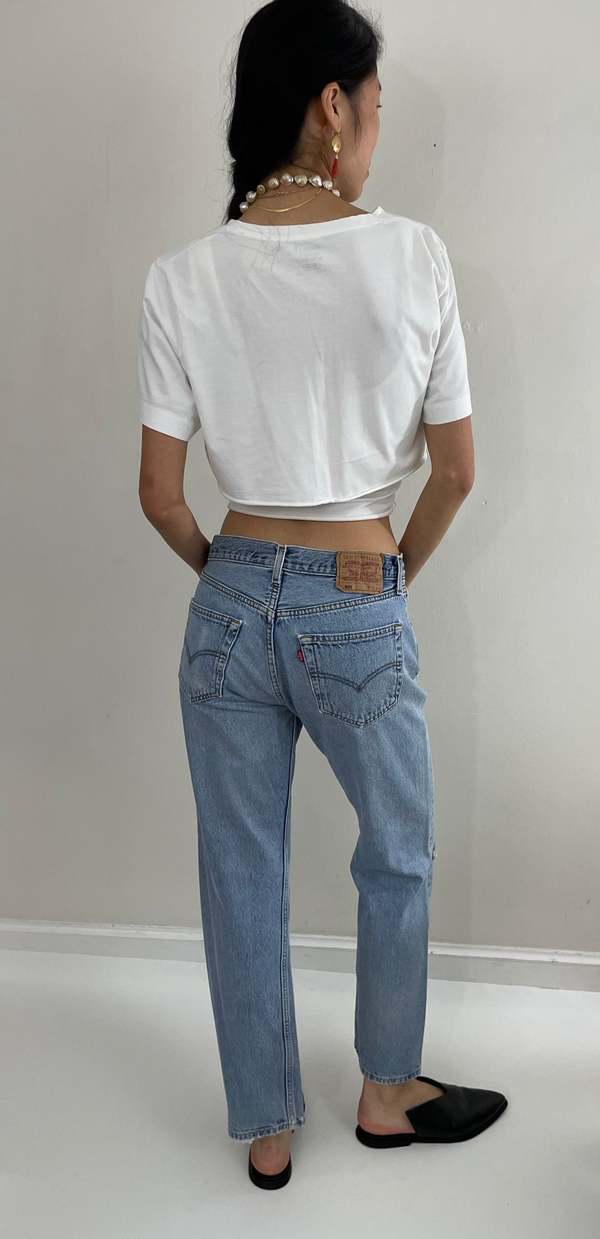 Levi's Vintage 90s 501 Button Fly Boyfriend Jeans - Faded Light Wash 30x29