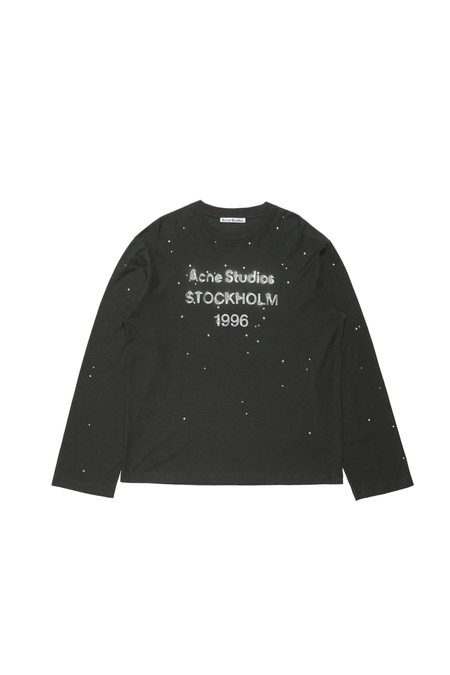 Acne Studios 1996 ロゴTシャツ ブラック　長袖Tシャツ　ロンT Acne Studios - Logo t-shirt - Relaxed fit - Faded black