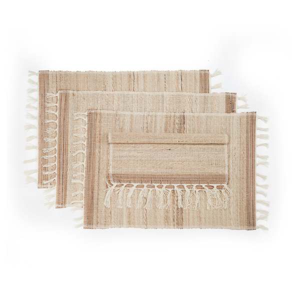 Sustainable Threads Fringed Biscotti Placemats Set of 4
