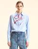 Cynthia Rowley Metallic Printed Bow Shirt - Blue - Thumbnail 1