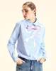 Cynthia Rowley Metallic Printed Bow Shirt - Blue - Thumbnail 2
