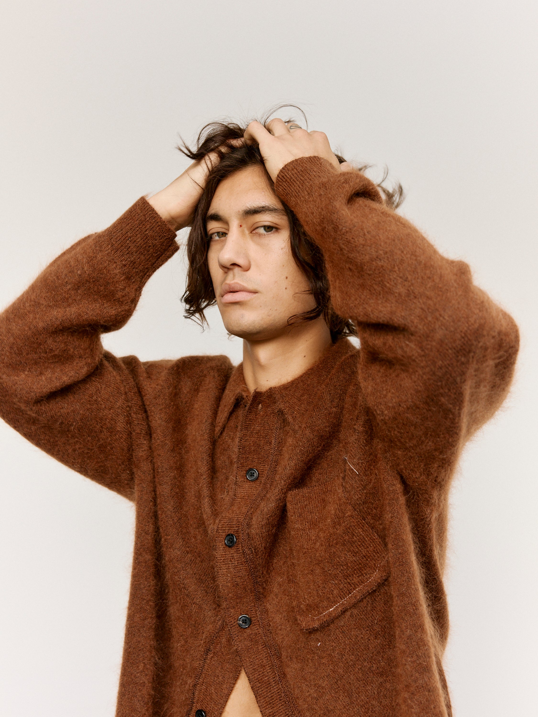 Camiel Fortgens Brown Alpaca Wool Hairy Cardigan | Garmentory