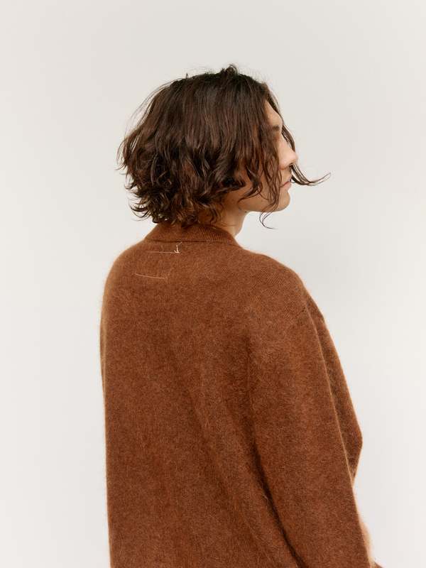 Camiel Fortgens Brown Alpaca Wool Hairy Cardigan | Garmentory