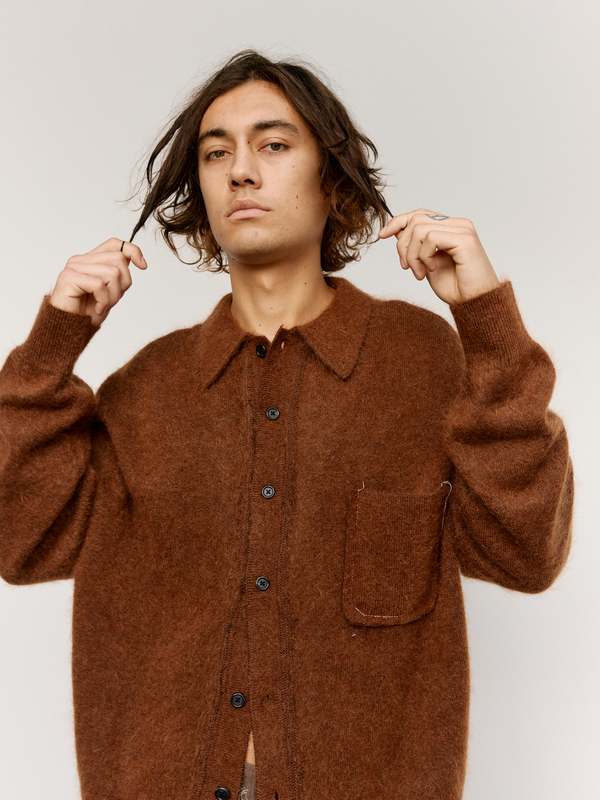 Camiel Fortgens Brown Alpaca Wool Hairy Cardigan | Garmentory