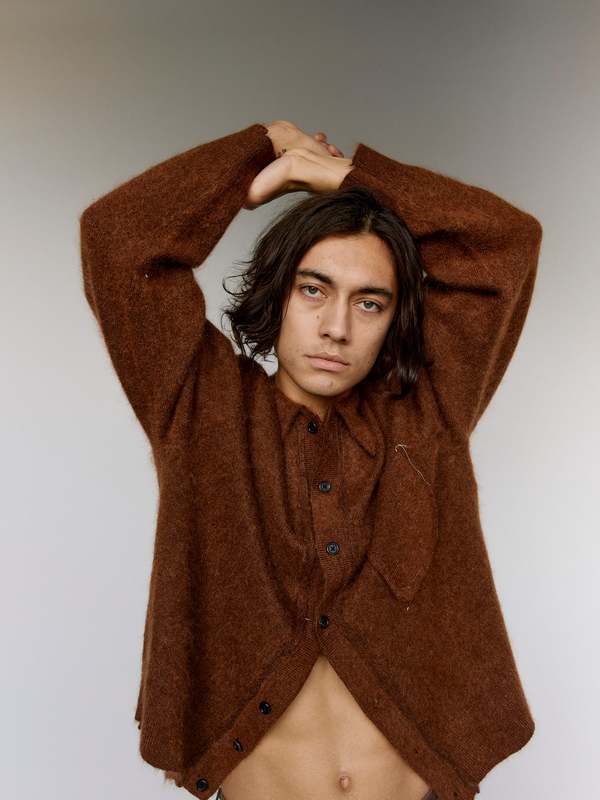 Camiel Fortgens Brown Alpaca Wool Hairy Cardigan | Garmentory