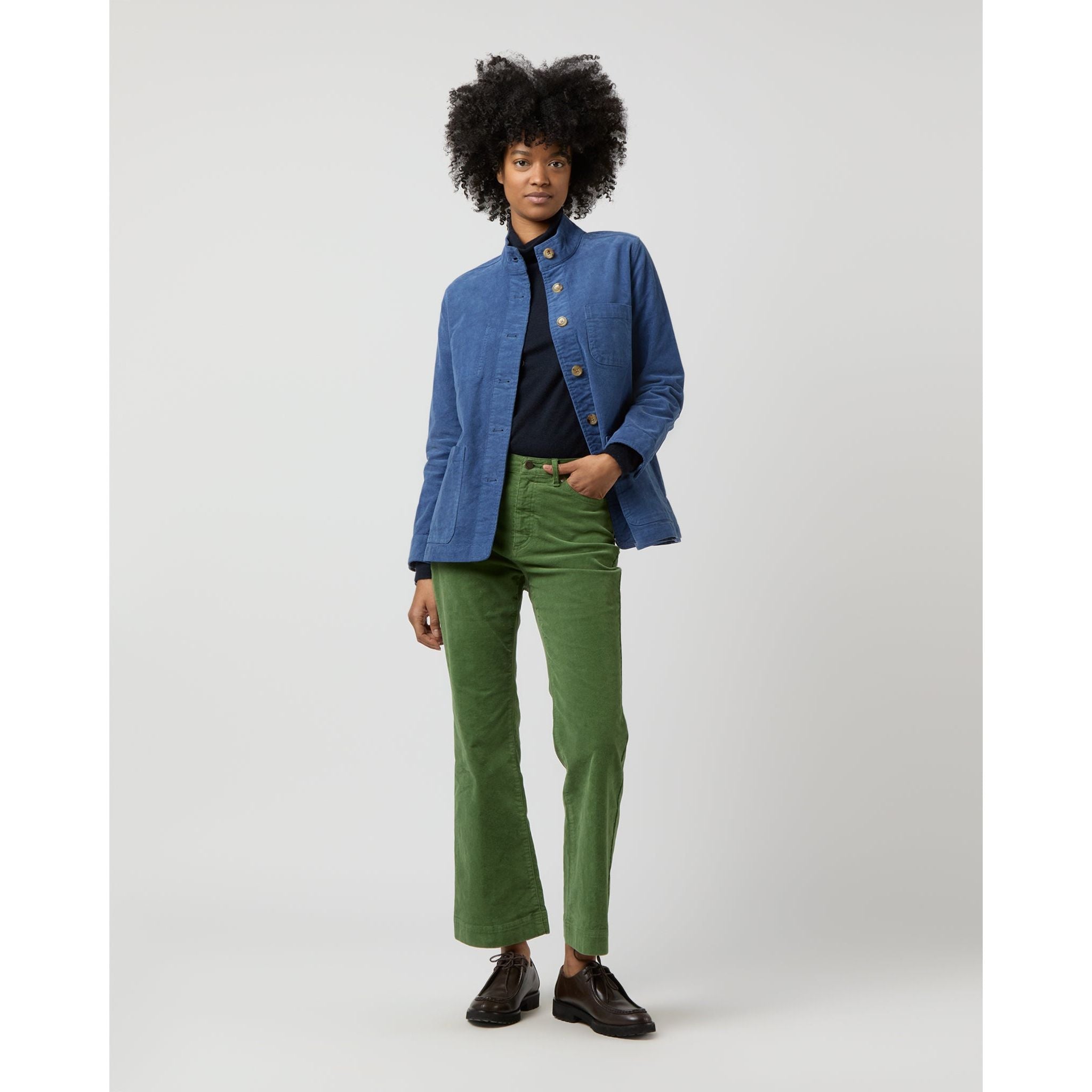 MASHBURN Kendall Flare 5-Pocket Jean - Avocado Stretch Cord