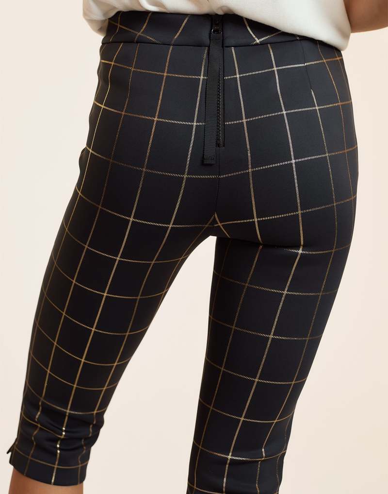 Cynthia Rowley Gold Windowpane Bonded Capris - Gold Windowpane