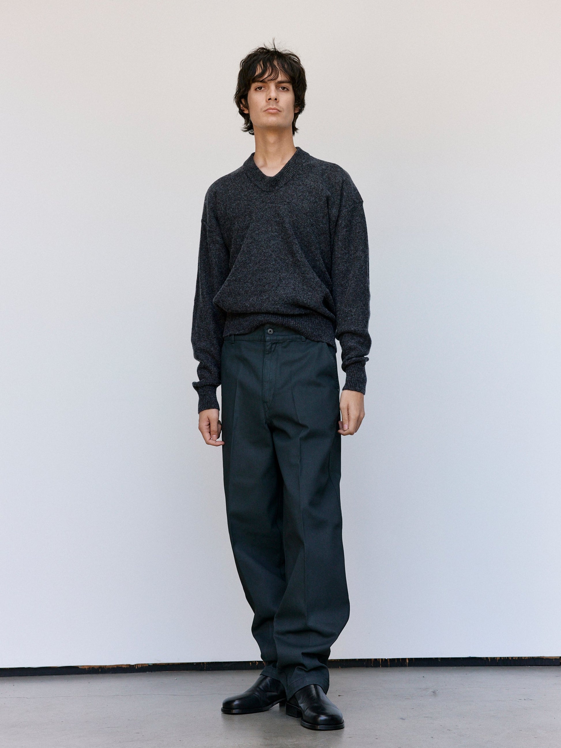 Lemaire Grape Melange Soft Shetland Boxy V Neck Sweater | Garmentory