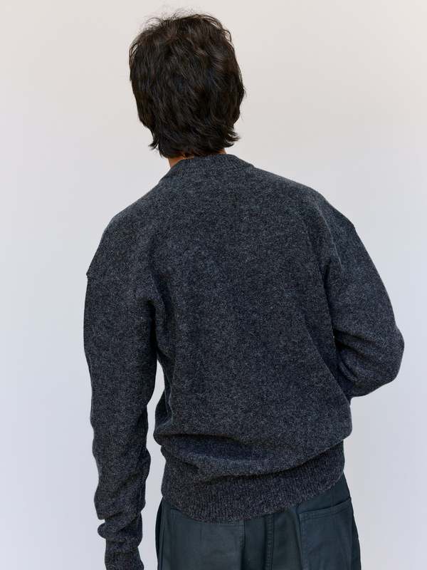 Lemaire Grape Melange Soft Shetland Boxy V Neck Sweater | Garmentory
