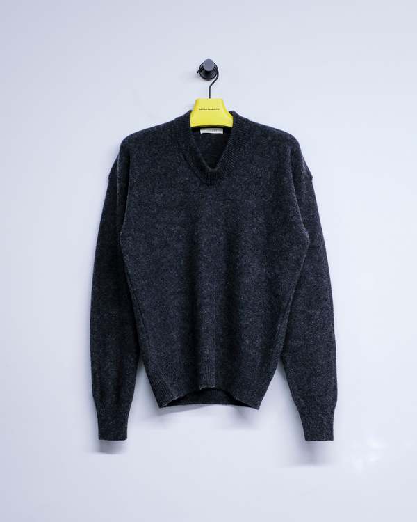 Lemaire Grape Melange Soft Shetland Boxy V Neck Sweater | Garmentory