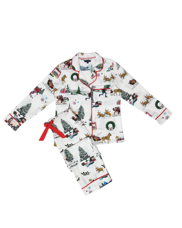 Katie Kime Holiday Toile Long Sleeve Pajama Pants Set - Multi