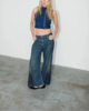 E.L.V. Denim Siouxie Wide Leg Zip Jeans - Blue - Thumbnail 3