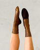 Maria La Rosa Brown Metallic Silk Socks - Brown Foil - Thumbnail 1