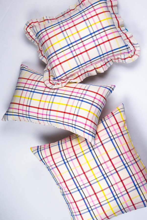 Archive New York Vera Ruffle Pillow - Plaid