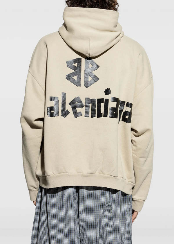 Balenciaga Ripped Pocket Hoodie - Beige