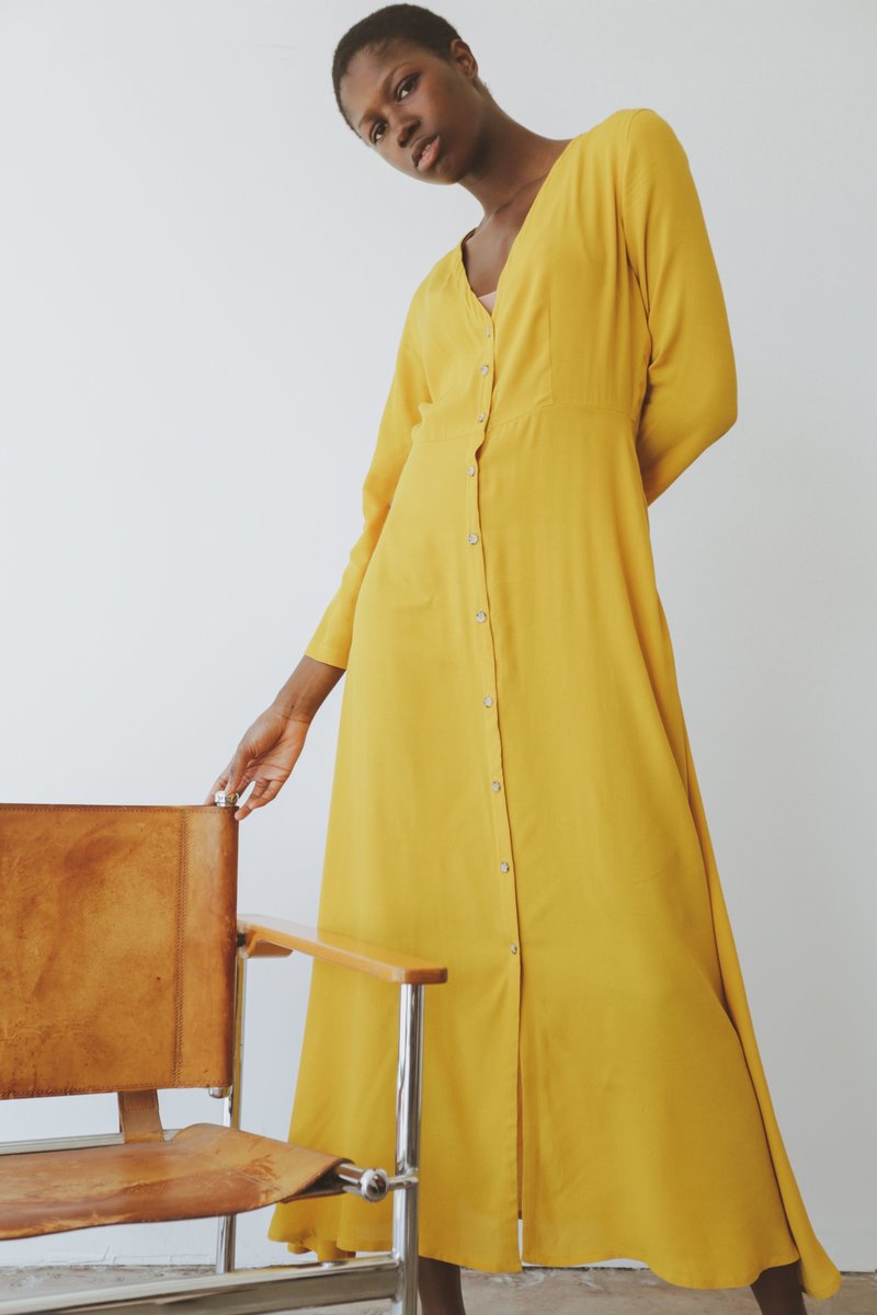 OR Button Up Dress - Mustard