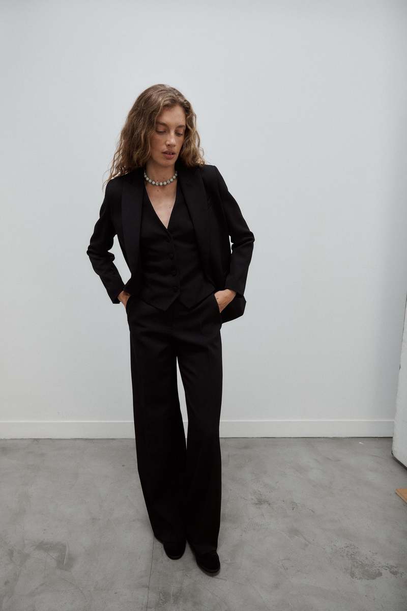 Facettes Studio Bianca Wool Gabardine Pants - Black