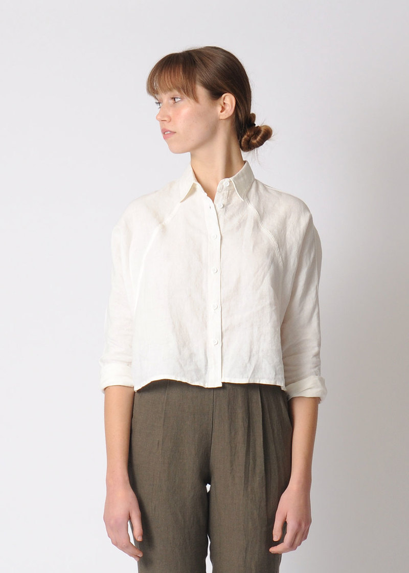 7115 by Szeki Signature 3/4 Cropped Shirt Jacket   Linen