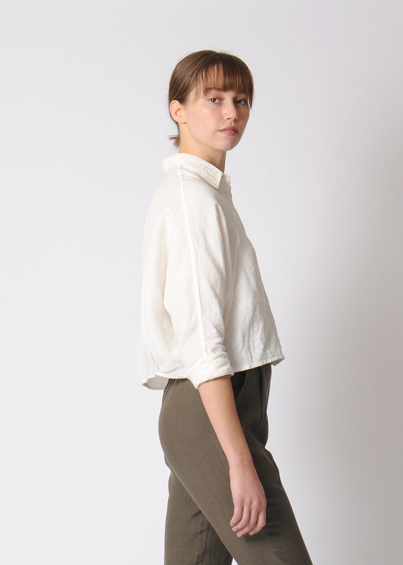 7115 by Szeki Signature 3/4 Cropped Shirt Jacket   Linen