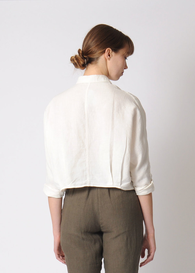 7115 by Szeki Signature 3/4 Cropped Shirt Jacket   Linen