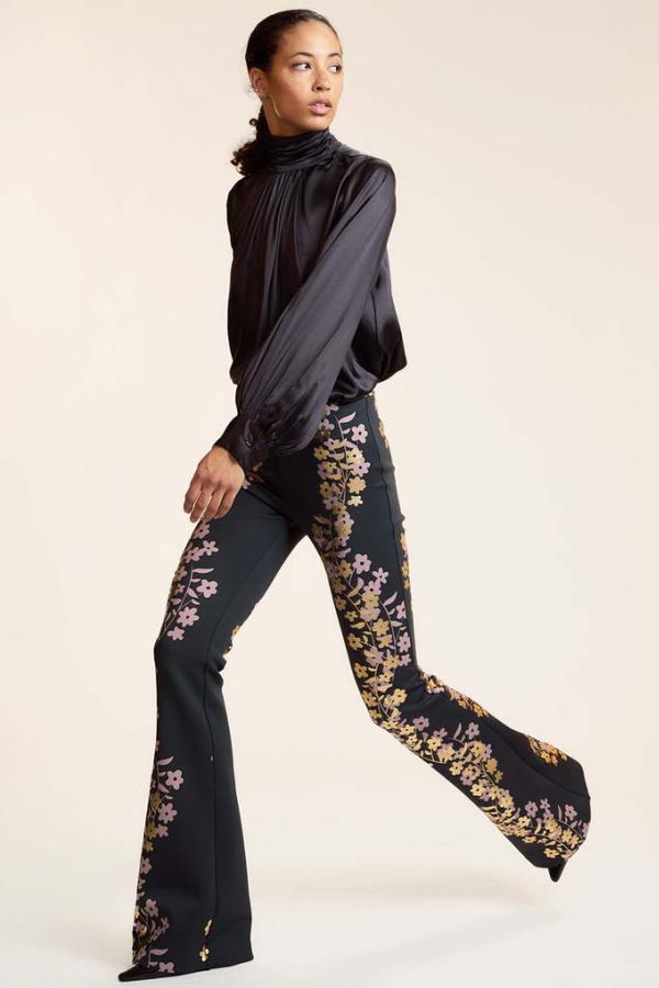 Cynthia Rowley Metallic Bonded Pants - Black Gold