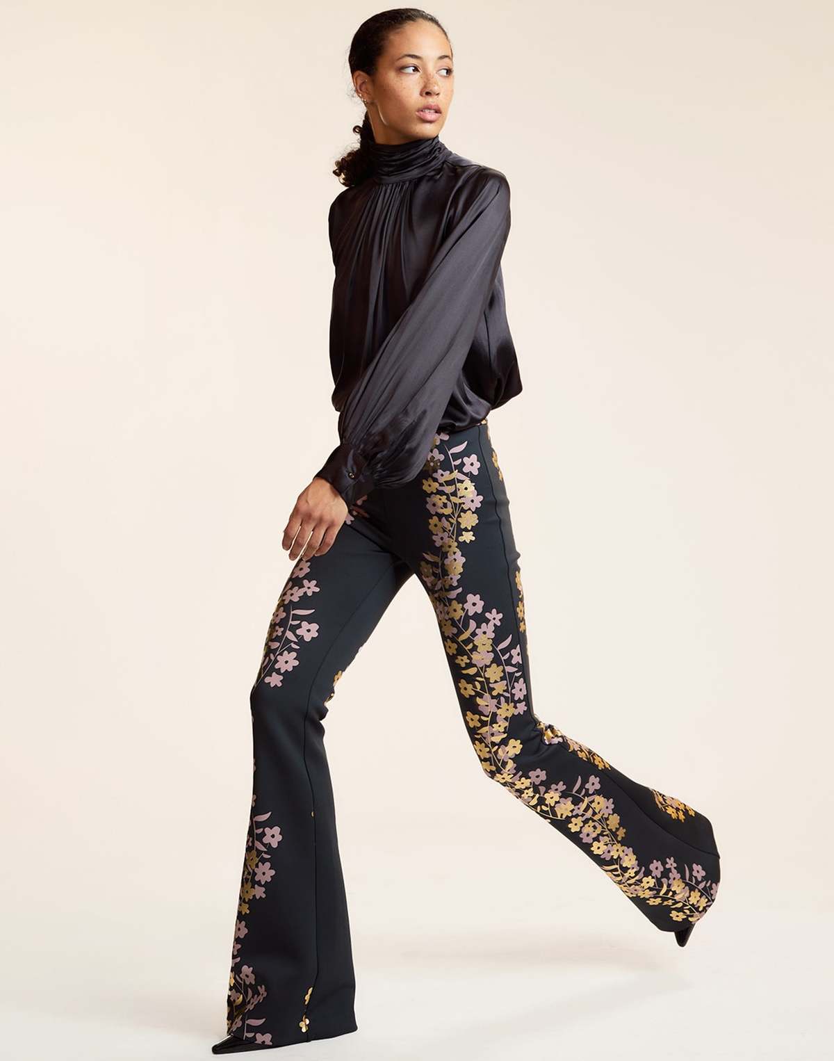 Cynthia Rowley Metallic Bonded Pants - Black Gold - Image 1 of 6