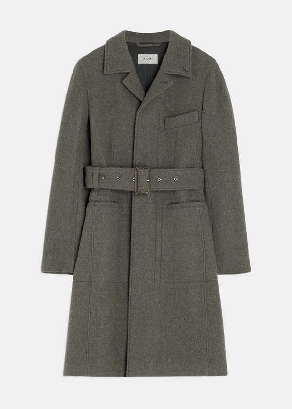 Lemaire Belted Tailored Coat - Dark Khaki | Garmentory