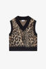 Ganni Soft Wool Vest - Leopard Print - Thumbnail 1