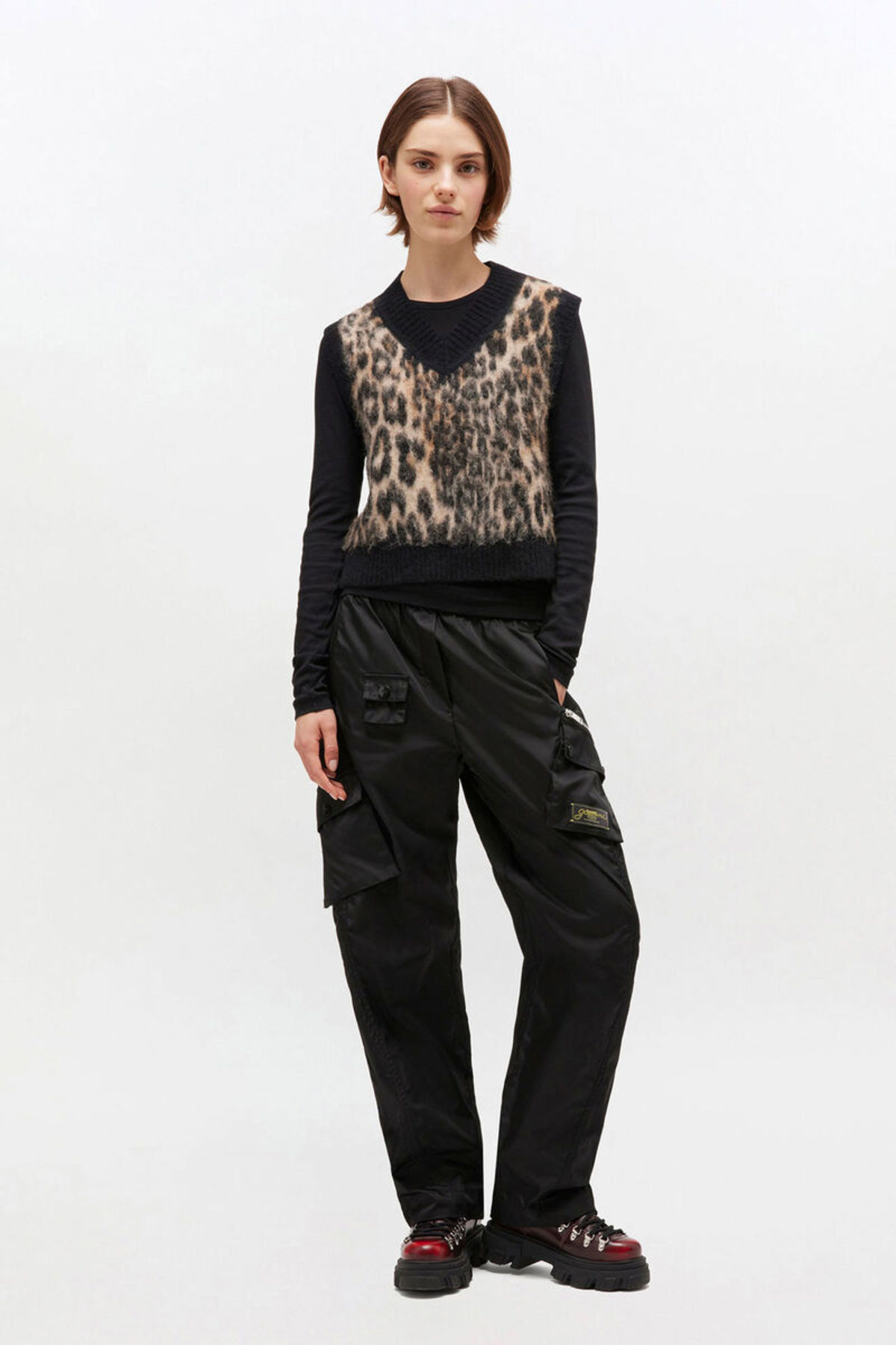 Ganni Soft Wool Vest - Leopard Print - Image 3 of 4