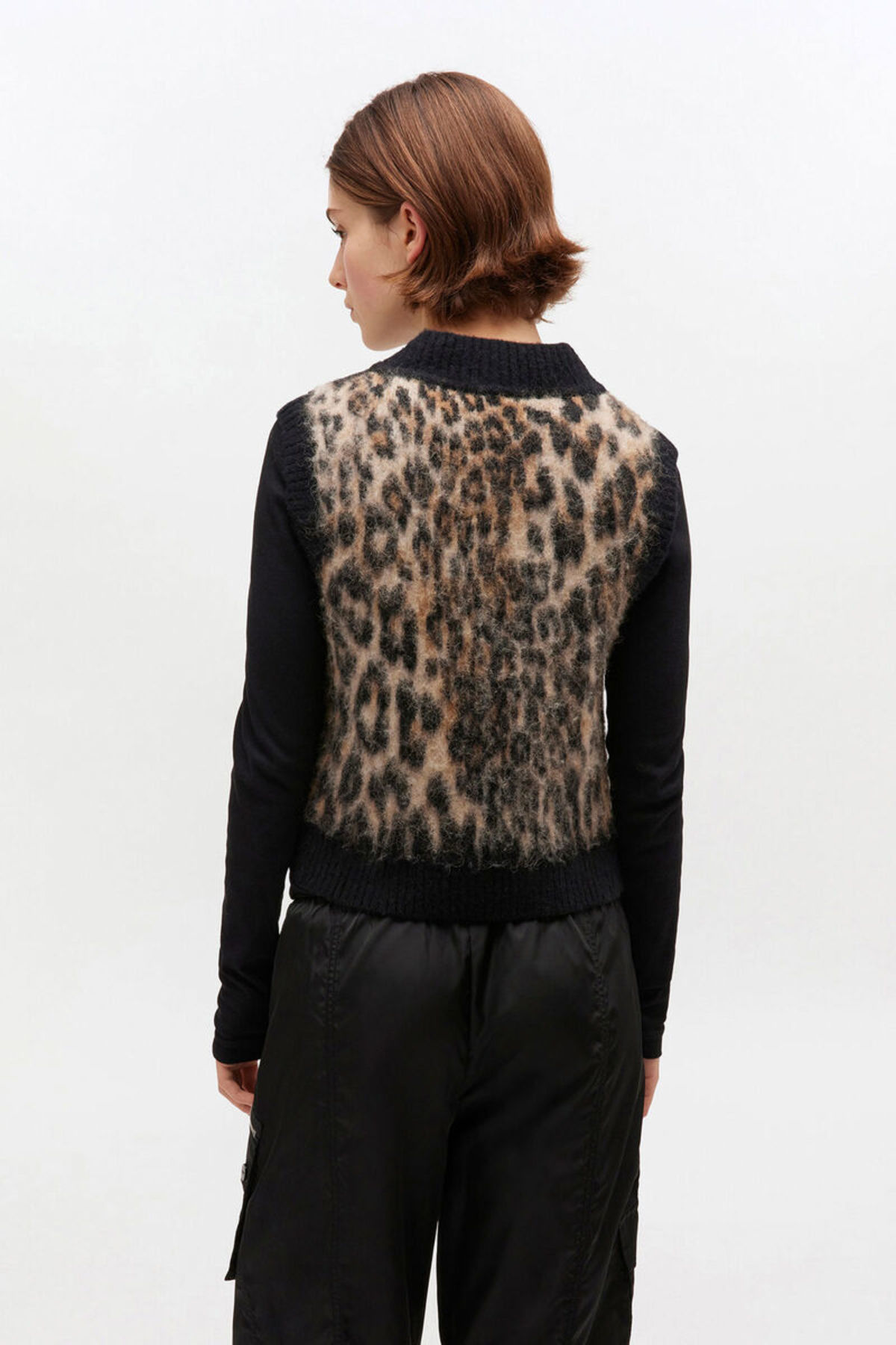 Ganni Soft Wool Vest - Leopard Print - Image 4 of 4