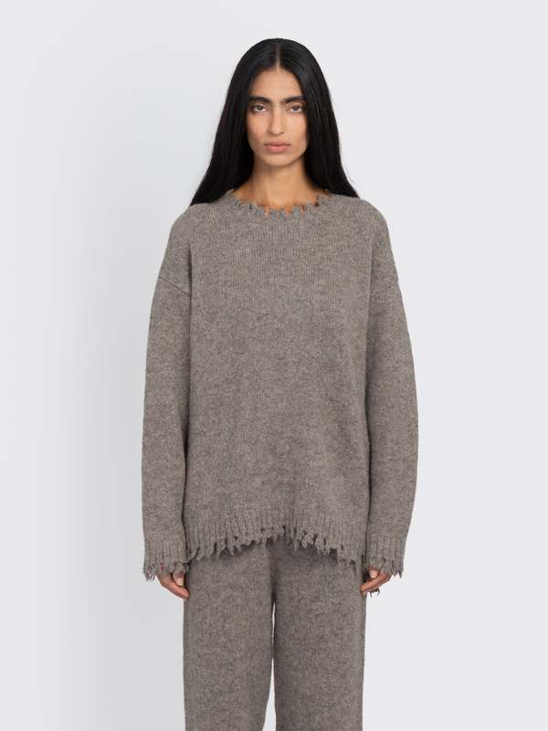 Lauren Manoogian Fray Crewneck Sweater - Rock