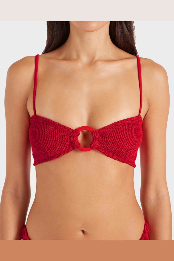 Hunza G Misty Fabric Covered Hoops Bikini Set - Red