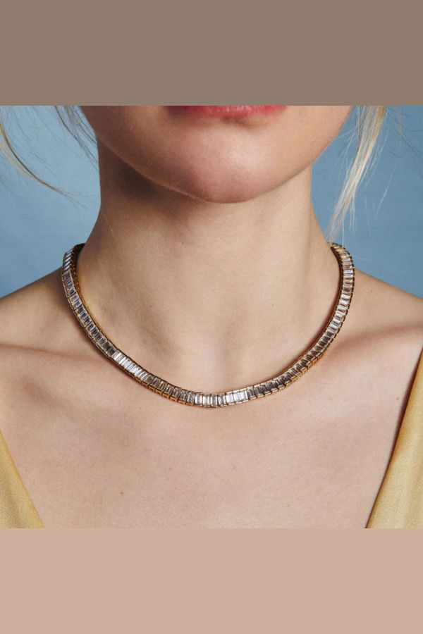 Hart Baguette Tennis Necklace - Gold/Diamonds