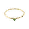 Hart Bead Bracelet with Mini Green Enamel Heart Charm - Gold/Green - Thumbnail 1