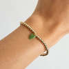 Hart Bead Bracelet with Mini Green Enamel Heart Charm - Gold/Green - Thumbnail 2