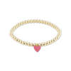 Hart Bead Bracelet with Mini Pink Enamel Heart Charm - Gold/Pink - Thumbnail 1