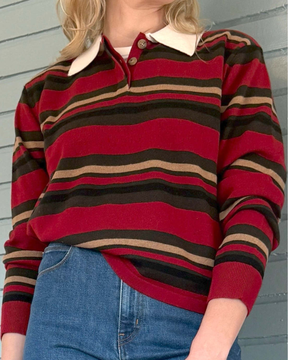 Guest in Residence Cropped Stripe Rugby Sweater - Image 1 of 2
