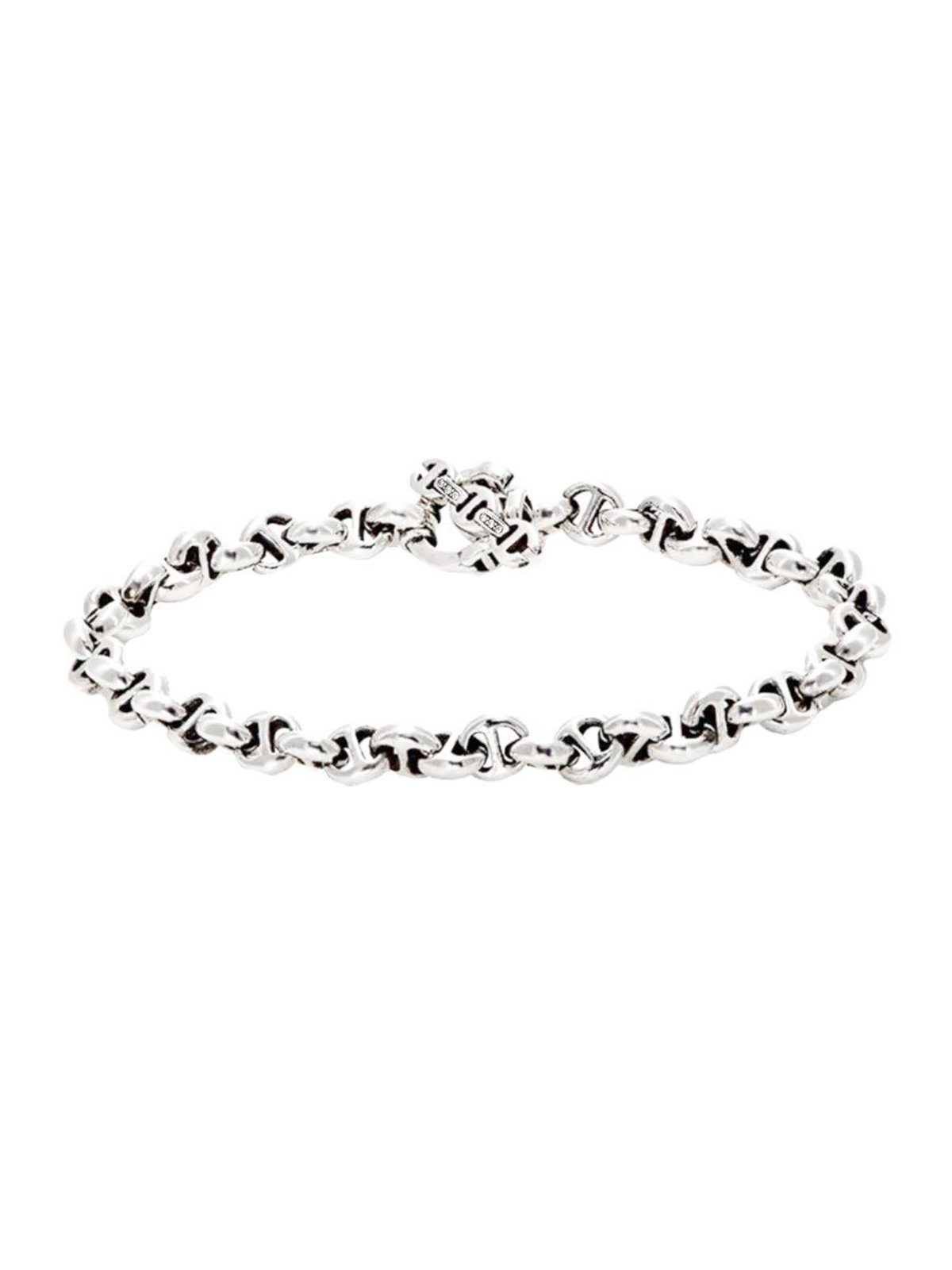 Hoorsenbuhs 5mm Sterling Silver Tri-Link Bracelet with Diamonds 