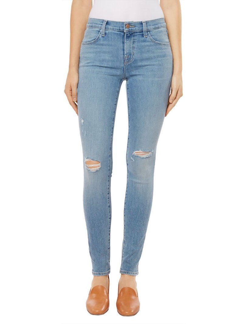 J Brand 620 Mid-Rise Super Skinny Jean Surge Destruct